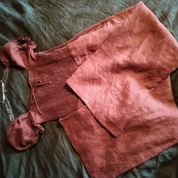 Faithful the Brand 100% Linen Smocked Coquette Princess Orange Jumpsuit NWT 10 - Picture 7 of 14